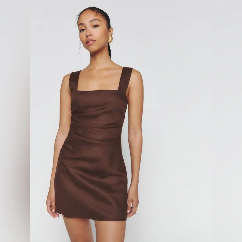 NWT Reformation Kerrigan Linen Dress (in Cafe) - Picture 1 of 10
